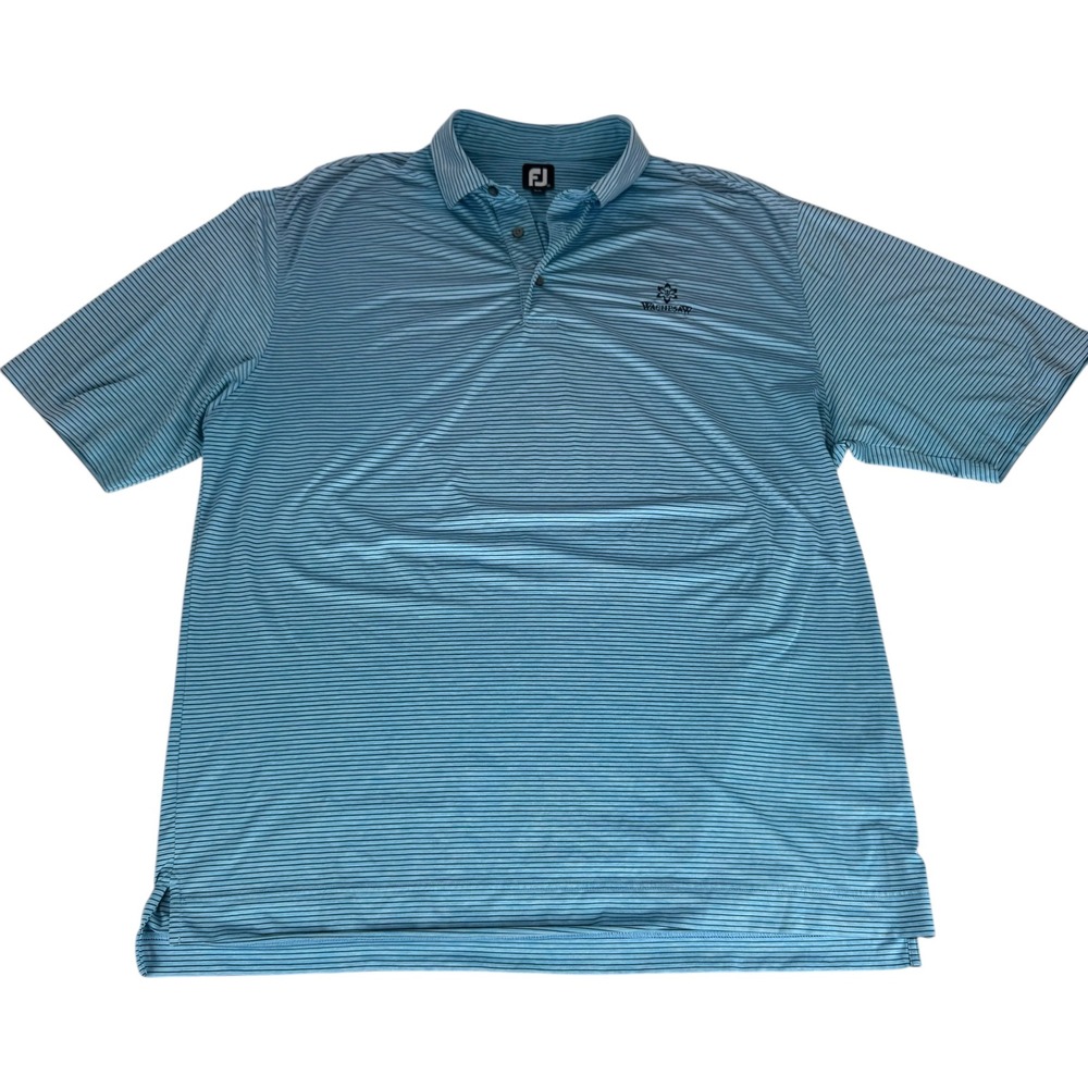 FootJoy FJ Mens XXL Blue Stripe Golf Polo‎ Shirt Wachesaw Logo Embroidered